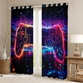 thumbnail image 2 of Gamepad Curtains Video Games Themed 42"Wx84"L 2 Panels 30%-50% Blackout Curtains,Clorful Game Neon Ligths Glitter Curtains & Drapes Modern Gaming Gamer Window Curtains Teens, 2 of 6