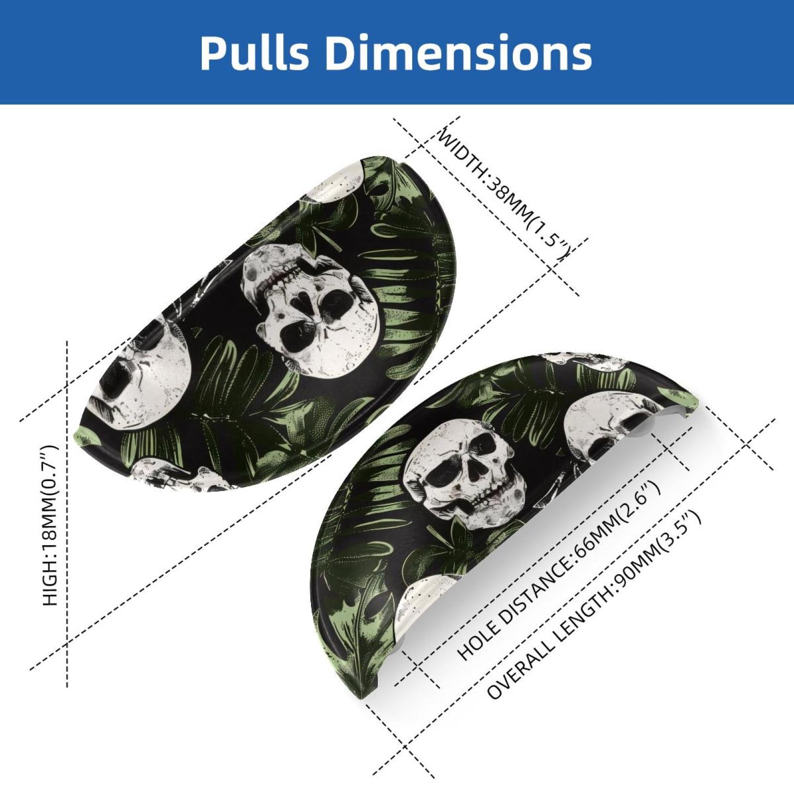 PhooArto 6 Pcs Cup Drawer Pulls, Tropical Palm Leaves Skulls Pattern Shell Shape Handles Cabinet Knobs for Dresser Cupboard Closet Wardrobe with Screws