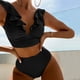 thumbnail image 2 of MKLEKYY Trajes De Baño Hombre Natacion New Multicolor Ruffled V Neck Split Swimsuit High Waist Split Bikini Women'S, 2 of 4