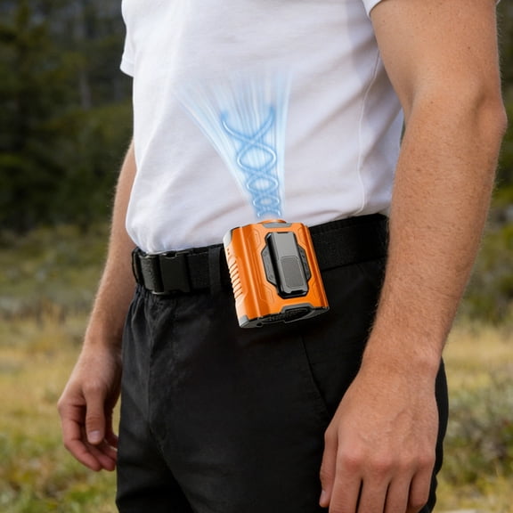 Leeye Portable Waist Fan Rechargeable, Wearable Belt Clip Personal Cooling Fan with Strong Airflow, Hands Free Fan for Outdoor Camping Hiking Work