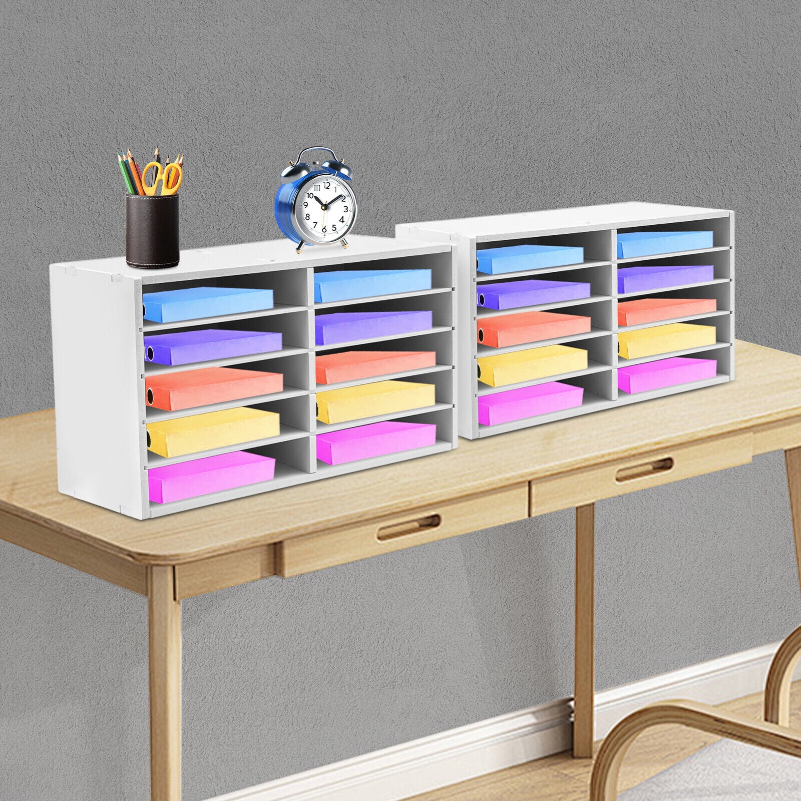 2 pcs Desktop Paper Storage Cabinets Office File Storage Cabinet File Storage Cabinet White