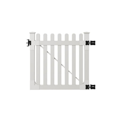 4ft x 4ft Premium Vinyl Classic Picket Gate with Powder Coated Stainless Steel Hardware