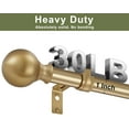 thumbnail image 5 of Window Curtain Rods 72 to 144 Inches, 1 Inch Diameter Adjustable Drapery Rod, Decorative Heavy Duty Curtains Rod with Fancy Round Finials for Living Room, Bedroom, Patio, Brushed Gold, 5 of 12