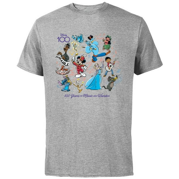Disney 100 Years of Music and Wonder Full Color D100 - Short Sleeve Cotton T-Shirt for Adults - Customized-Athletic Heather