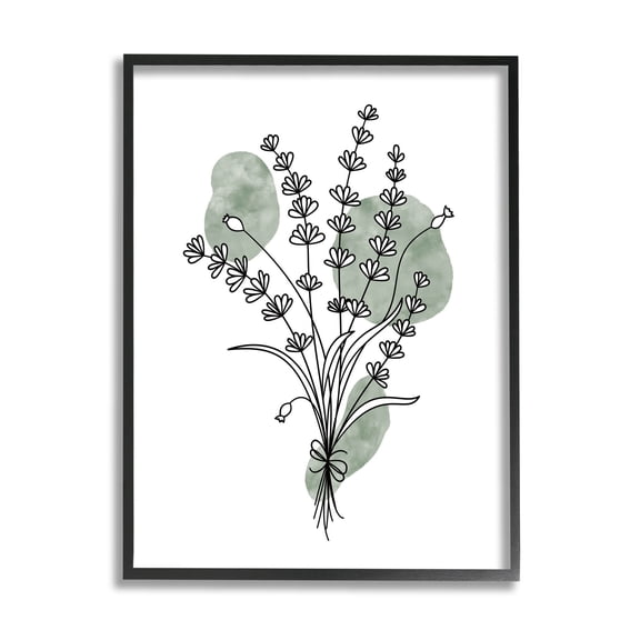 Stupell Industries Wildflower Outline Sprigs Graphic Art Black Framed Art Print Wall Art, Design by JJ Design House LLC