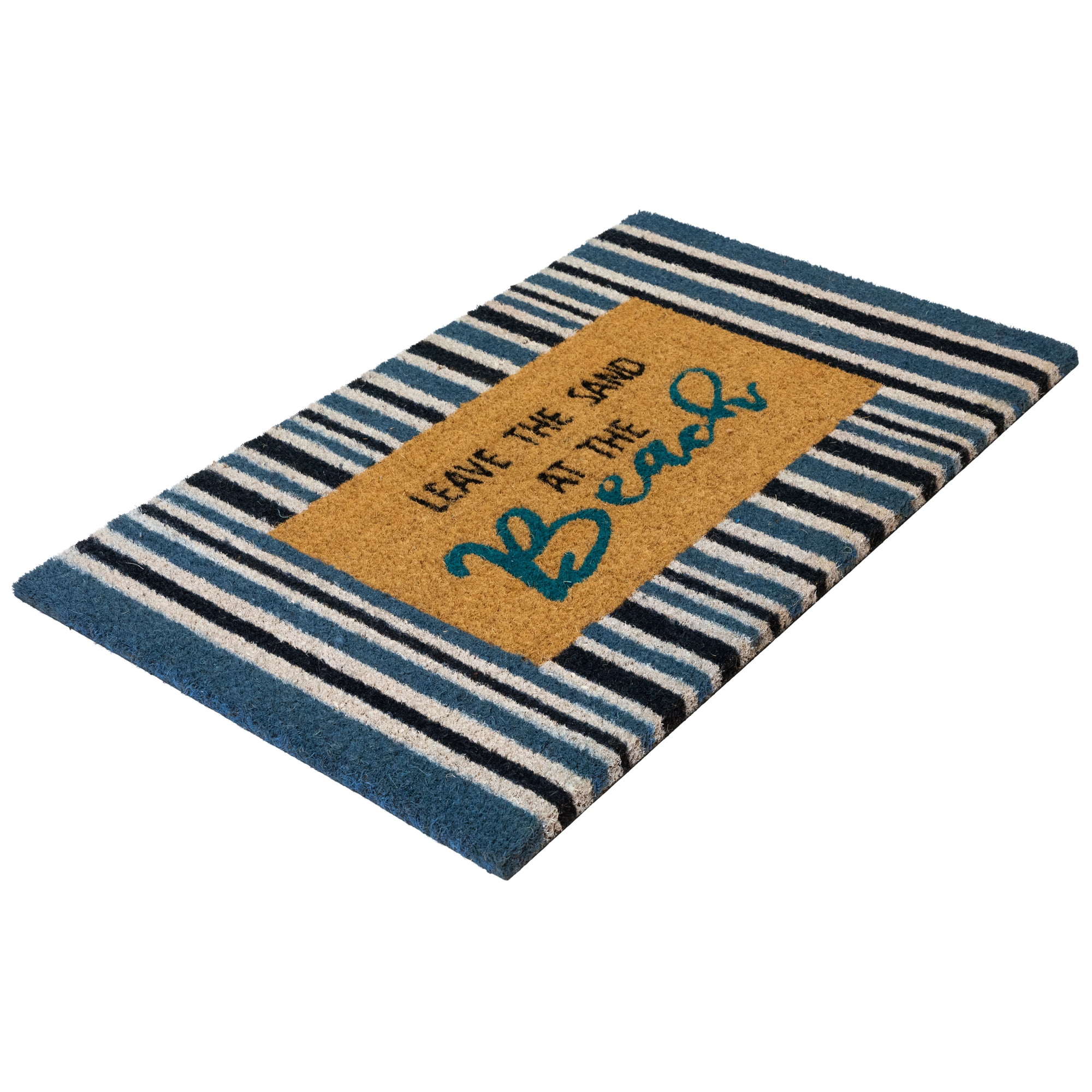 Northlight Natural Coir Leave the Sand at the Beach Striped Outdoor Doormat - 18" x 30"