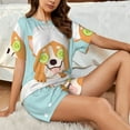 thumbnail image 5 of Yiaed Corgi With Towel Ans Slice Cucumber Print Short Sleeve Pajama Sets for Women Casual Crew Neck 2 Piece Lounge Sets Women's Short-Sleeved Pajama-Small, 5 of 5