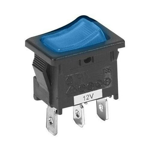Mini Rocker Switch Blue LED Illumination 12v 3 Pin Universal Power On / Off