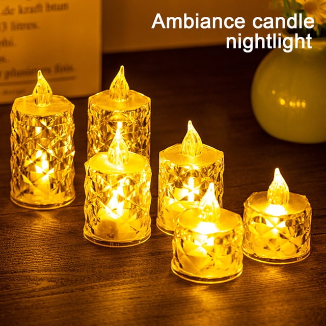 Musbetu 4Pcs Crystal Flameless Candle Lights LED Tealight Candles Battery-Operated Twinkling Light Fake Candles for Weddings Home Decor