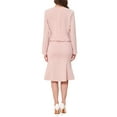 thumbnail image 3 of INSPIRE CHIC Women's 2 Piece Dress Suit Set Collarless Open Front Fishtail Midi Blazer and Dress Set XL Pink, 3 of 7