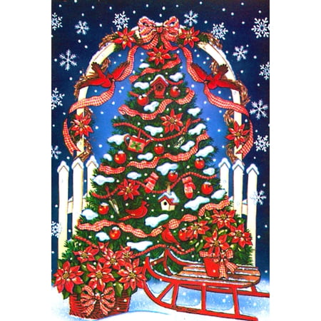Christmas Tree House Flag Large Decorative Holiday Yard ...
