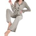 thumbnail image 2 of Conjuntos de Pijama para Mujer Ideales para Estar en Casa Conjunto Dos Piezas para Otoño Pijama de Larga Acanalada A Juego Ropa de Dormir y Estar en Casa Gris L, 2 of 9