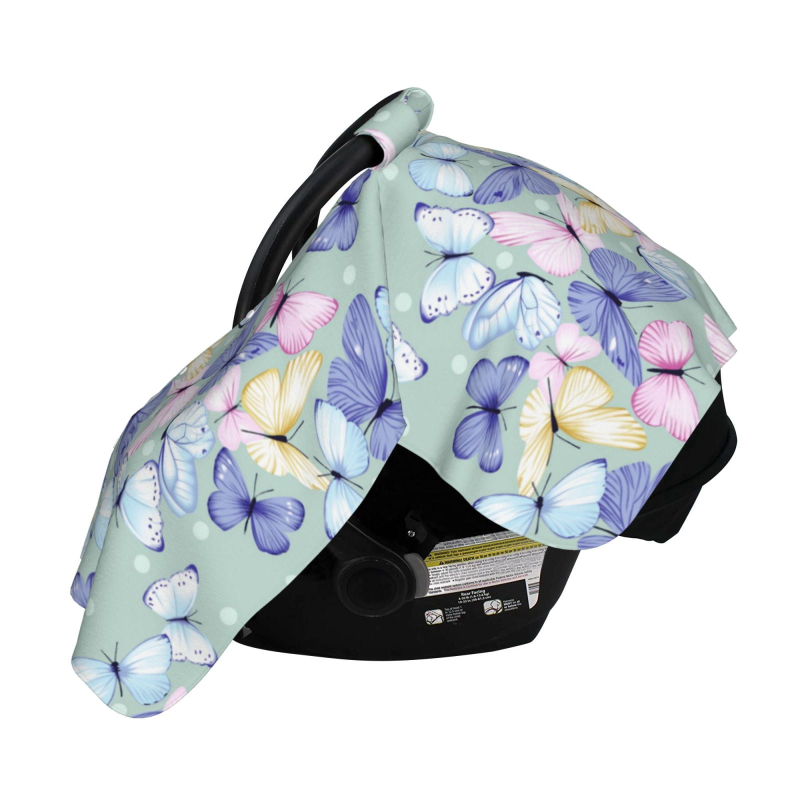 Naloa Colorful Butterfly Baby Car Seat Cover, Breathable Baby Carrier Cover, Multiuse Baby Carrier Cover & Nursing Breastfeeding Cover