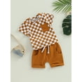 thumbnail image 3 of GXFC Toddler Boys Summer Checkerboard Print Shorts Outfits Kids Boys Short Sleeve T-shirt Tops with Pocket and Short Pants Set Casual Clothes 2Pcs 0-3T, 3 of 8