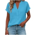 thumbnail image 4 of Wensltd Women Cotton Linen V Neck Blouses Loose Casual Lightweight Soft Blouses for Daily Casual Summer Outfits, 4 of 6
