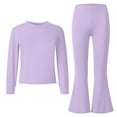 thumbnail image 4 of breaise Two Piece Outfit for Girls Long Sleeve Crop Top and Flare Pants Set Lounge 2 Piece Yoga Tracksuit, 4 of 6