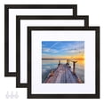 thumbnail image 1 of Marco de fotos Hongkee 12 x 12, negro, juego de 3 con vidrio y madera, 1 of 6
