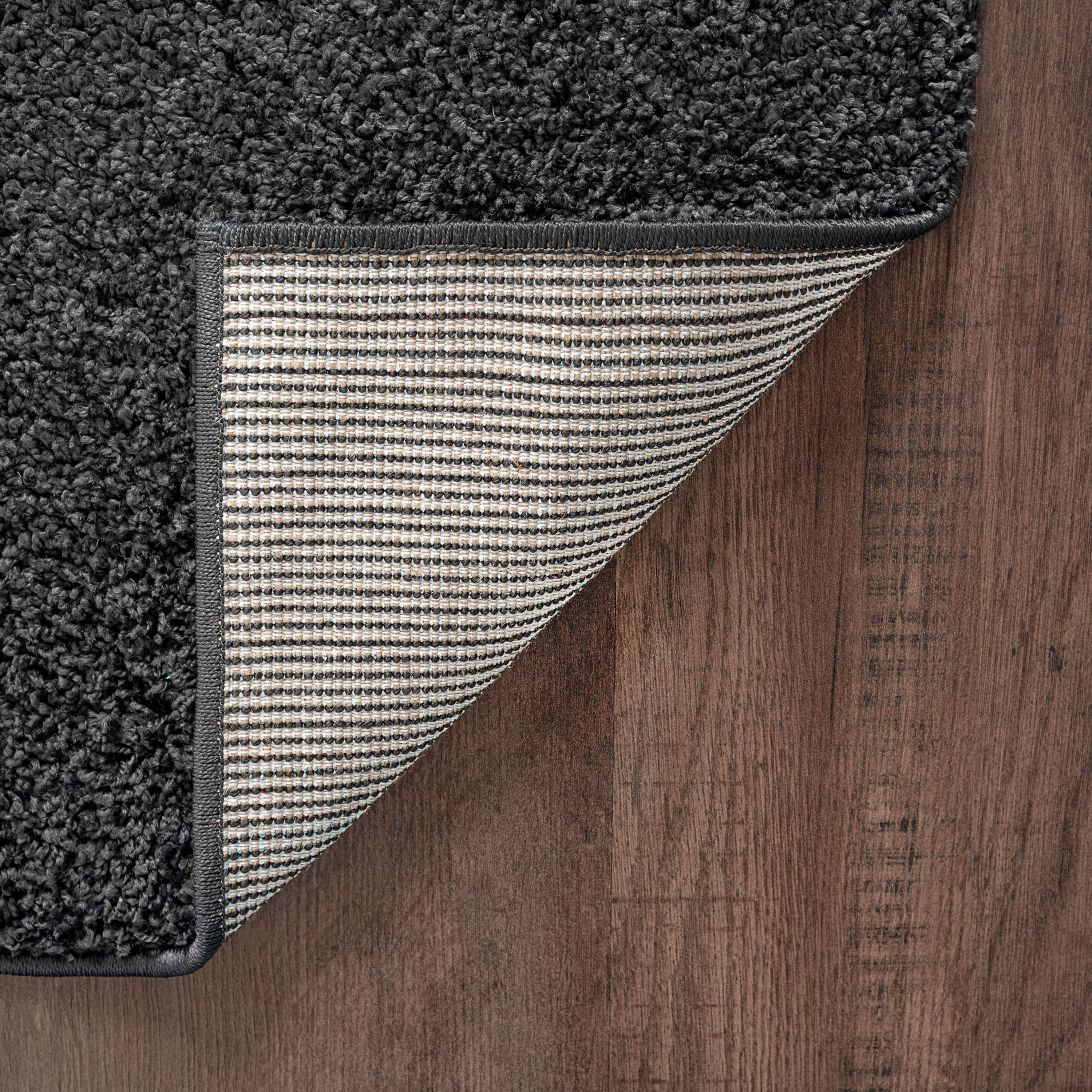 Shag 5x8 Area Rug Thick (5'3'' x 7') Solid Charcoal Living Room Easy to Clean