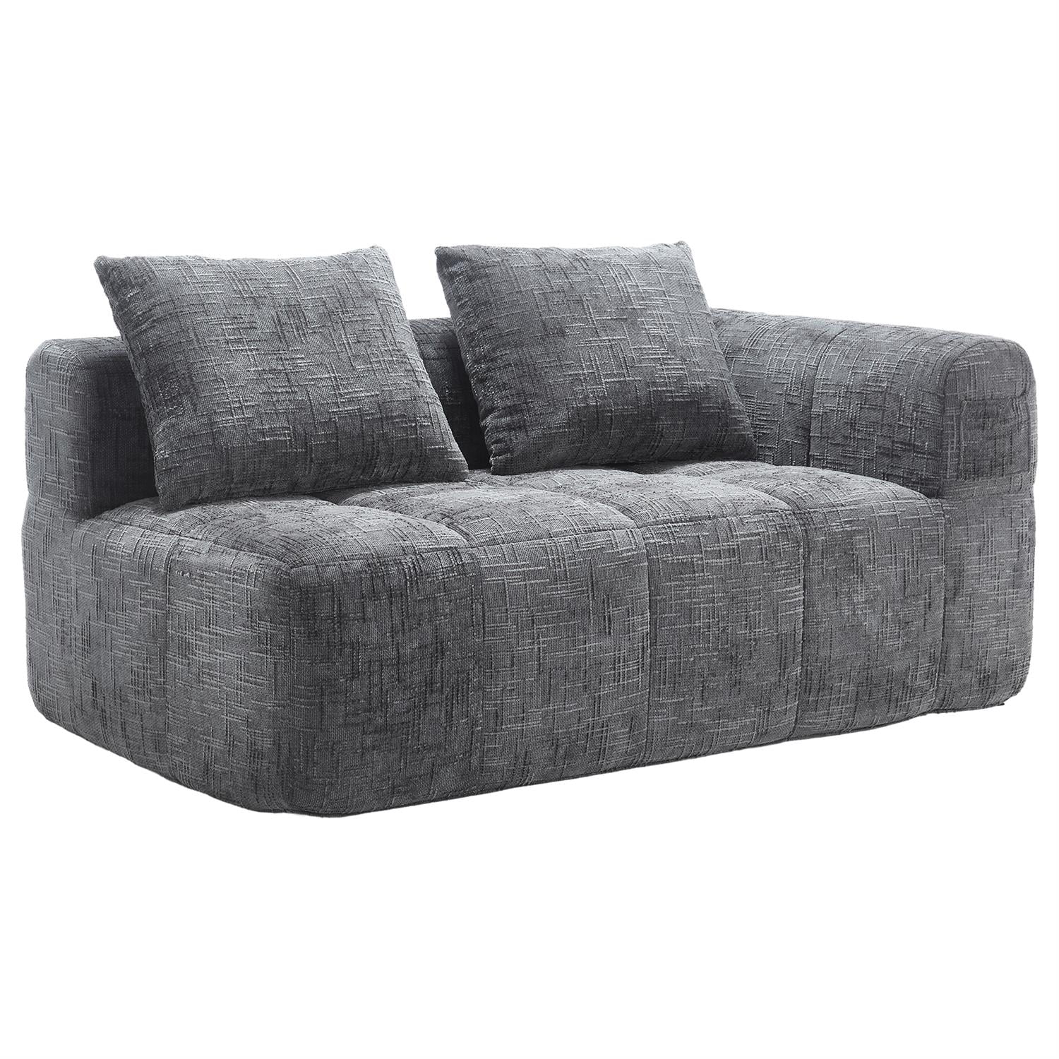 Demi Bonn 62" Plush Chenille Loveseat Sofa, Modular Sleeper for Living Room, Bedroom, Apartment Lounge, Stylish & Comfortable Couch, Gray