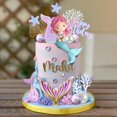 thumbnail image 3 of DRWATE - Decoraciones de pastel de sirena con concha de sirena 3D de estrellas de mar de cola de pez para ni&ntilde;os y ni&ntilde;as, suministros de fiesta de cumplea&ntilde;os para baby, 3 of 7