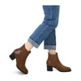 thumbnail image 4 of Pennysue Women Chelsea Boots Brown Female Chunky Heel Ankle Booties 7M, 4 of 7