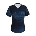thumbnail image 5 of Zufioo Blue Glitter Retro Print Women's Classic V-neck T-shirt, V-neck Short-sleeved Tops Home Wear, Suitable for Daily Life, Work, Outdoors-Medium, 5 of 8