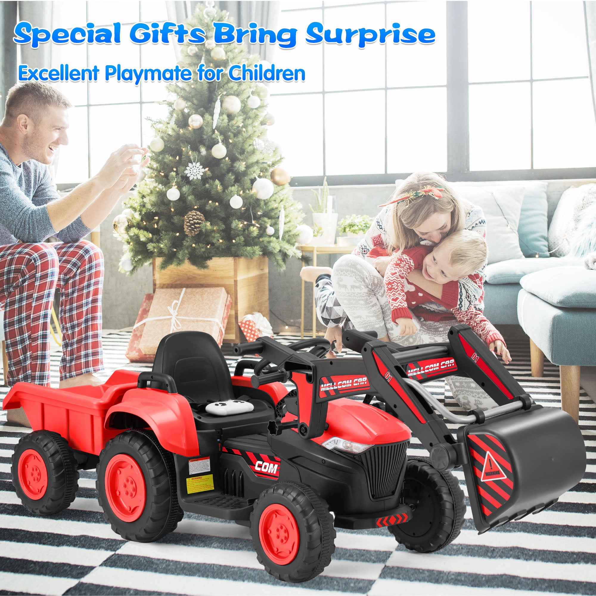 Erommy Electric Kids Ride-On Excavator, 12V, Remote Control
