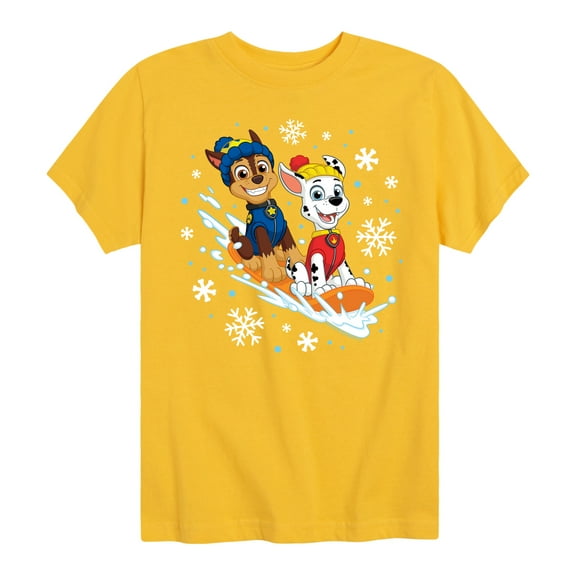 Paw Patrol - Chase Marshall Sledding - Toddler And Youth Short Sleeve Graphic T-Shirt