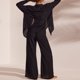 thumbnail image 5 of Conjunto de pantalón largo de 2 piezas de color liso para mujer, camisa plisada, pantalones, cuello en V, atuendo diario FLhrweasw  Nuevo, 5 of 8