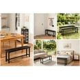 thumbnail image 3 of Table Bench, Pair of 2, Dining Bench, Thickened Steel Frame, Wood Bench, Industrial Style for Kitchen and Dining Room, 12"D x 38.5"W x 17"H, Rustic Black, 3 of 9