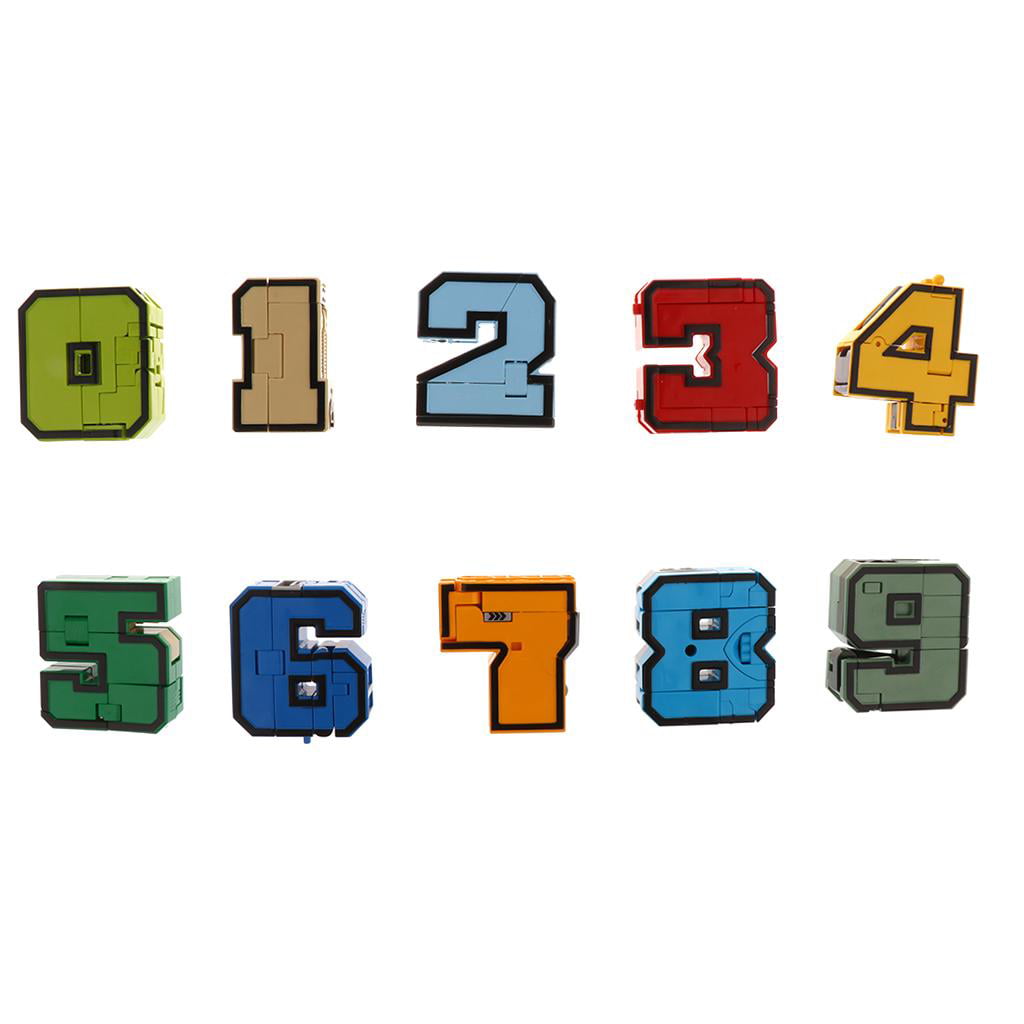 0-9 Numbers Armour Transforming Robot Kids Toy Gift Display Set of 10Pcs 