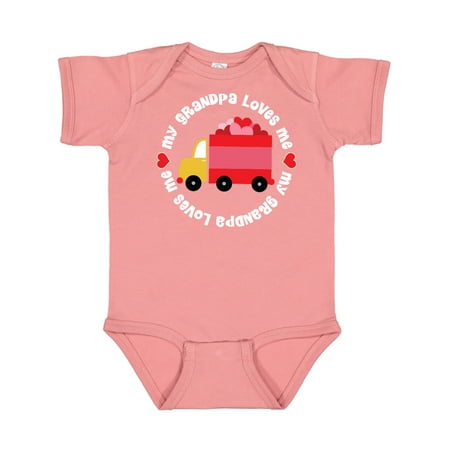 

Inktastic Grandpa Loves Me Boys Valentine Truck Gift Baby Boy Bodysuit