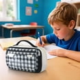 thumbnail image 6 of Hyknon Magnetic Checkered Pencil Cases, Large Capacity Pencil Case Pouch with Transparent Lid, Multi Compartments Stationery Bag with Handheld, Multi-Functional Pen Bag for Office Travel Daily, Black, 6 of 6