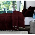 thumbnail image 2 of D.N.G. BEDDINGS Luxurious 3 Piece Pom Pom Half Pinch Pleated Comforter Set, 800 Thread Count, 100% Egyptian Cotton, White Vintage Pom-Pom Fringe Super Soft (Super King Size Solid Wine Color), 2 of 4