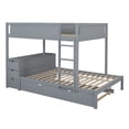 thumbnail image 3 of Full-Over-Full Bunk Bed with Twin size Trundle & Full-Length Guardrail, Wood Bunk Bed Frame with Storage & Build-in Desk, Gray, 3 of 7