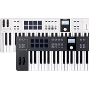 Arturia KeyLab Essential Mk3 61-Key USB MIDI Controller Keyboard, White 231531 Bundle and OnStage MDC-5 5-Ft Male-to-Male MIDI Cable