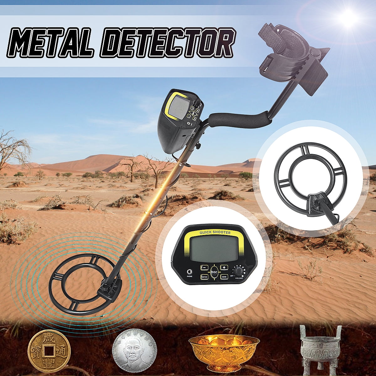 Black Metal Detector MD3030 Waterproof Treasure Dominican Republic