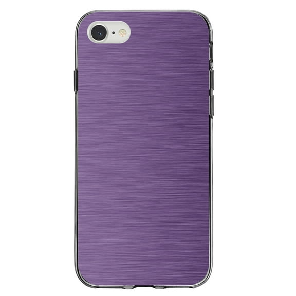 DistinctInk Clear Shockproof Hybrid Case for iPhone 7 8 SE (2020 Model) 4.7" Screen TPU Bumper Acrylic Back Tempered Glass Screen Protector - Purple Stainless Steel Image - Printed Image of Stainless