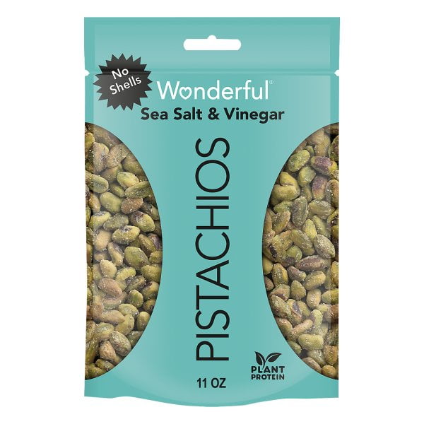 Wonderful Pistachios, No Shells, Sea Salt & Vinegar Flavored Nuts, 11 Ounce Resealable Pouch