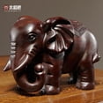 thumbnail image 2 of Ebony carved elephant figurine, solid wood carving, one pair, mahogany home, entryway, office decoration craft., 2 of 4