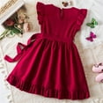 thumbnail image 4 of ATOGUTA Girls Birthday Dress Ruffle Sleeves Casual Clothes Cute Playwear Dresses Red, Size 3T-8, 4 of 4