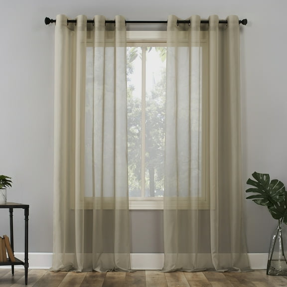 No. 918 Emily Voile Sheer Grommet Curtain Panel, 59"x95", Oatmeal