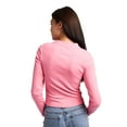 thumbnail image 4 of Hello Kitty Talking On Phone Glitter Print Women's Pink Long Sleeve Baby Tee-Large, 4 of 5