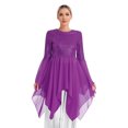thumbnail image 3 of Sholeno Women's Shiny Sequins Liturgical Praise Dance Dress Flared Sleeve Worship Costume with Maxi Purple M, 3 of 5