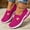 Hot Pink, variant on Women's Woven Orthopedic Breathable Soft Shoes Arch Support, Slip-On Lightweight Flat Soft Shoes Diabetic Foam Walking Shoes
