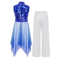 thumbnail image 2 of Sholeno Girls Worship Praise Dance Outfits Sleeveless Sequin Liturgical Tunic Overlay Dress with Wide Leg Pants Blue 10, 2 of 5