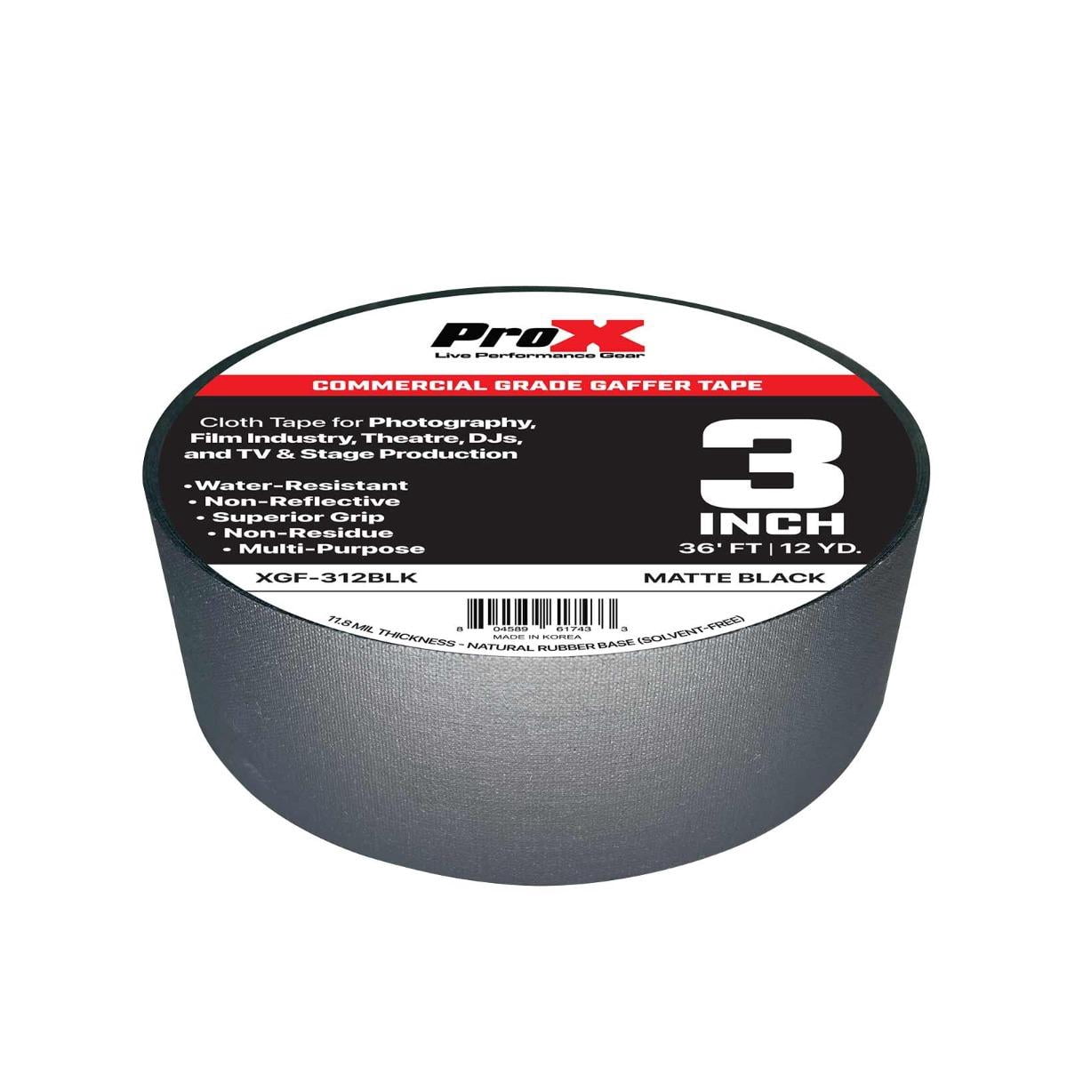 ProX XGF-312BLK 36FT 3" Commercial Grade Matte Black Gaffer Tape 10 Package