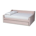 thumbnail image 3 of Baxton Studio Raphael Pink Velvet Upholstered Full Size Daybed with Trundle, 3 of 7