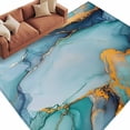 thumbnail image 2 of 5x7 Washable Area Rug, Green Pink Non-Slip Large Rectangle Rug for Living Room Bedroom, Marble Turquoise Gold Abstract Marble Indoor Floor Mat for Home Decor, 2 of 9