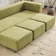 thumbnail image 4 of Ebern Designs Convertible Sectional Sofa with 3 Storage Ottomans, High-Resilience Foam Sleeper, Space-Saving Chenille Floor Sofa for Livingroom Studio Apartments, Home Offices, Easy Assenmbly, Green, 4 of 9